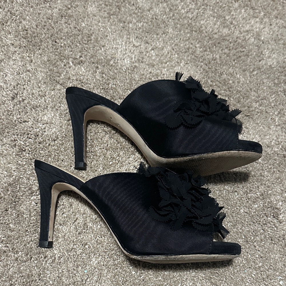Antonio Melani Black Satin Slide Sandals - Picture 2 of 5